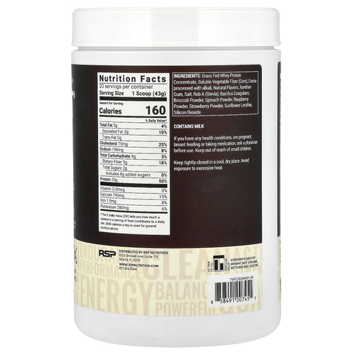RSP Nutrition, TrueFit, сывороточный протеиновый коктейль из экологически чистых ингредиентов, шоколад, 940 г (2 фунта)