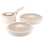 Набор посуды для приготовления со съемной ручкой smart ceramic, 7 предметов, цвета топленого молока