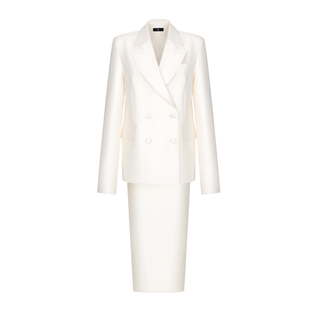 Жакет двубортный с отворотами из шелка