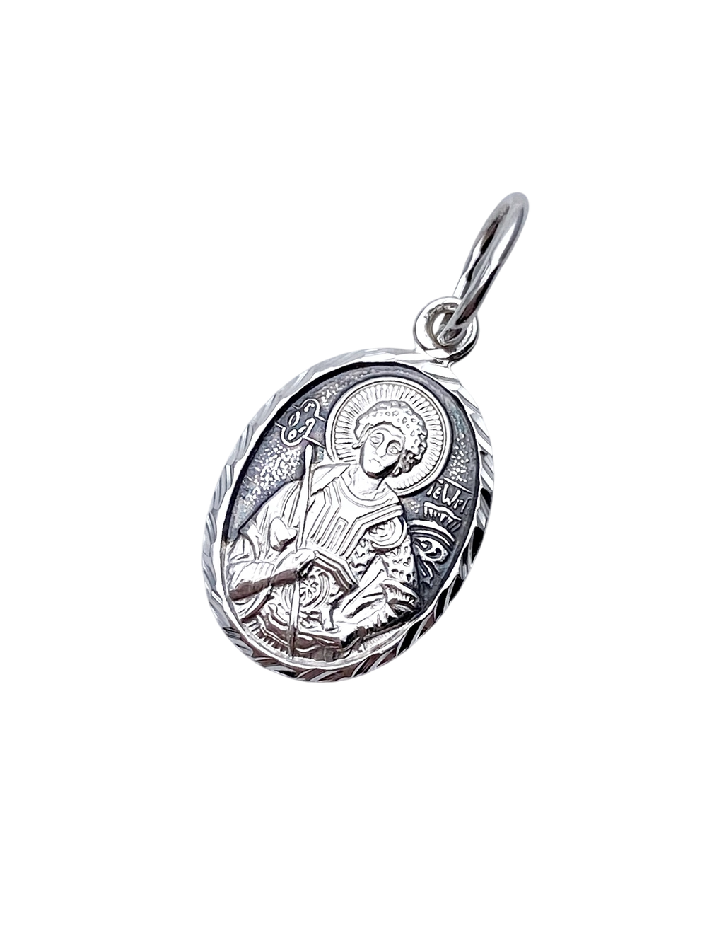 Образок из серебра/Чернение/С подвижным ухом/Георгий Победоносец