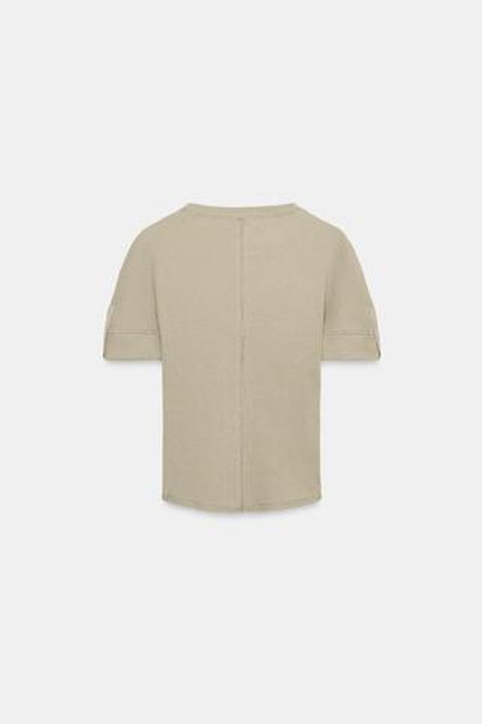 ZARA ХЛОПКОВАЯ ФУТБОЛКА В РУБЧИК, ХАКИ