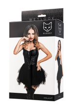 Платье Glossy Elisia с пышной юбкой из материала Wetlook черное L