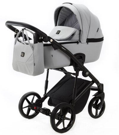 Детская коляска Adamex Mobi Deluxe 3 в 1 M-SA03 (СВ.СЕРАЯ.КОЖА)