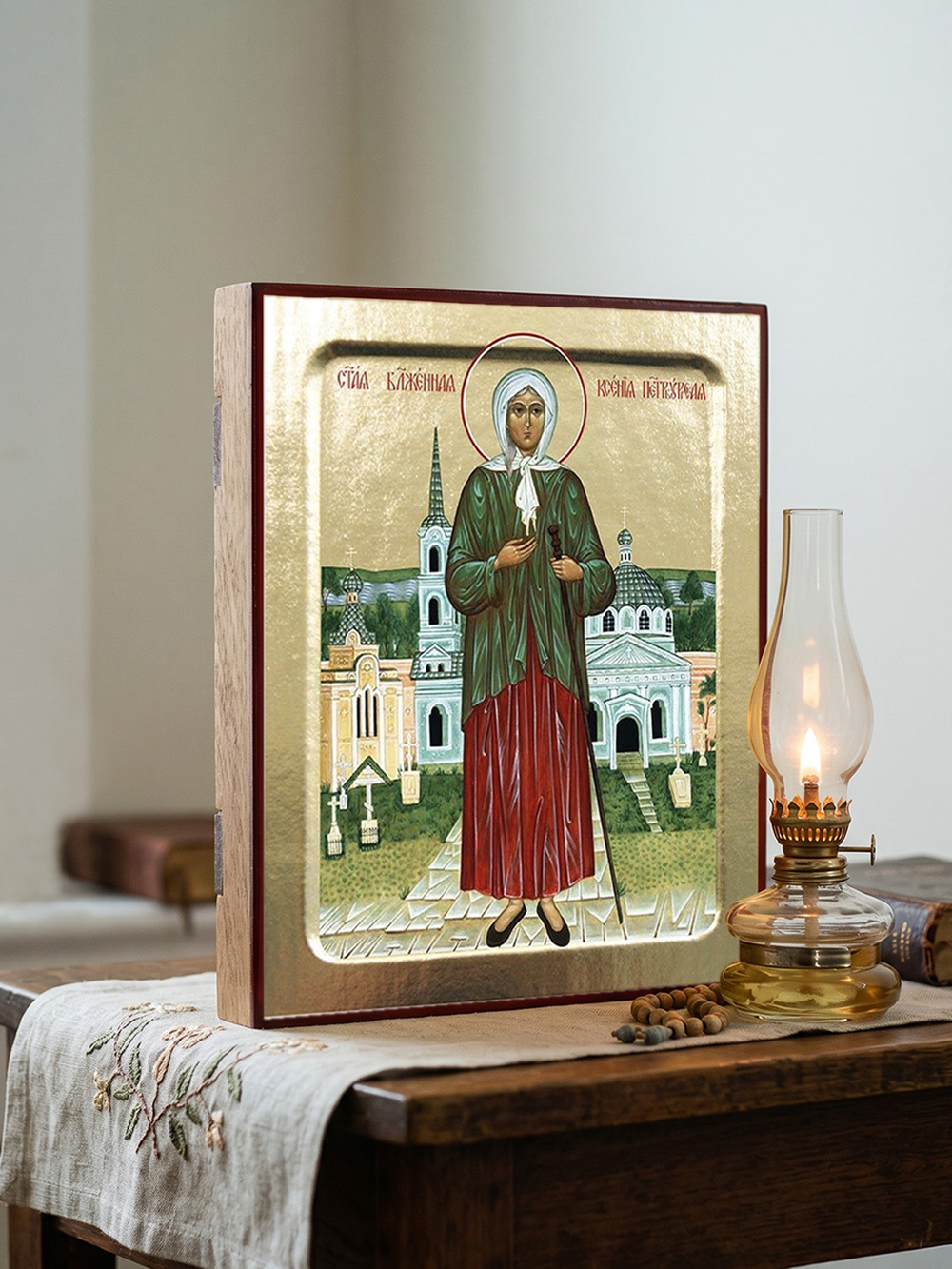 Икона Ксении Петербургской, блаженной (ростовая) на дереве: 125 х 160 (Синопсисъ)