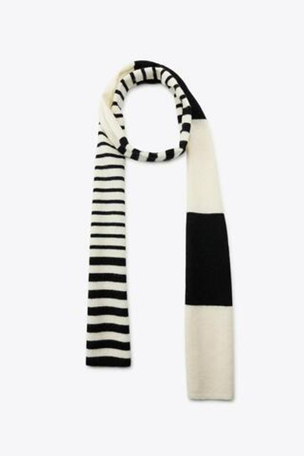 ZARA ШАРФ В ПОЛОСКУ, ЧЕРНЫЙ/БЕЛЫЙ