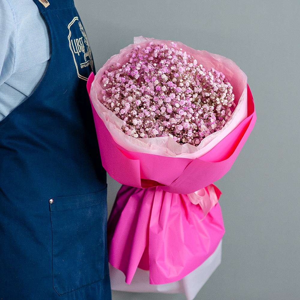 Букет воздушной розовой гипсофилы