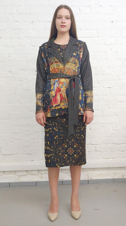 Комплект (платье и жакет) "Кормление птиц"