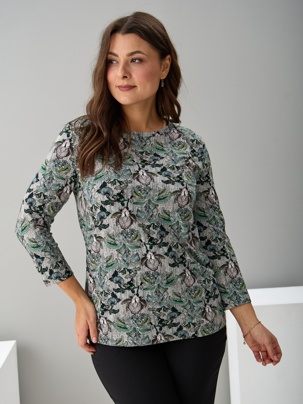 Лонгслив ЛНв-306/меланжорхидея-тропики