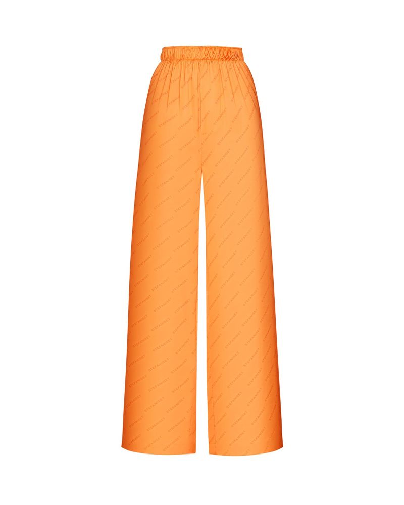Пижамные брюки городского стиля из шелка с лого, оранжевый