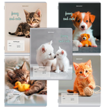 Тетрадь А5 12л. косая линия "Cats and dogs" обложка картон (BRAUBERG)