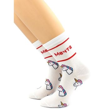 Носки с принтом "Единорог мечта" белые Hobby Line