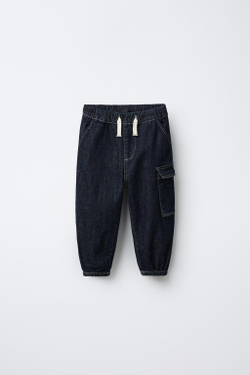 ZARA ДЖИНСЫ КАРГО COMFORT, СИНИЙ