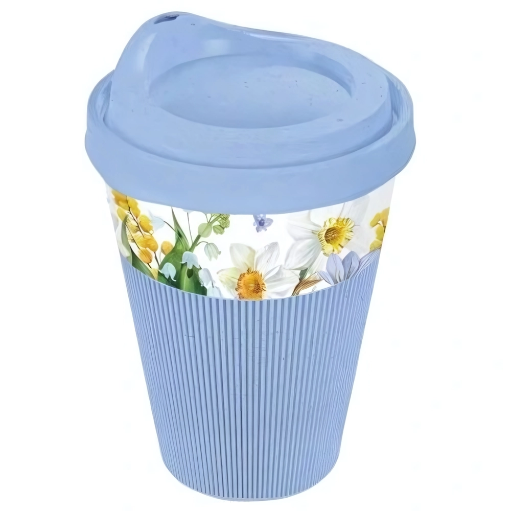 Стакан пластиковый 420мл «Весенний сад» с крышкой 4344425