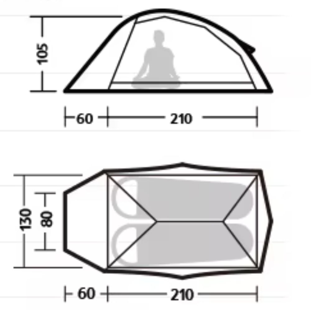 Палатка Naturehike Cloud Up Pro Si 2-местная, алюминиевый каркас