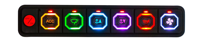 Панель управления (1 ряд, 6 кнопок, силикон, RGB), Marine Rocket