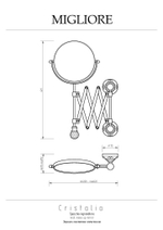 Косметическое зеркало Migliore Cristalia 16836 золото