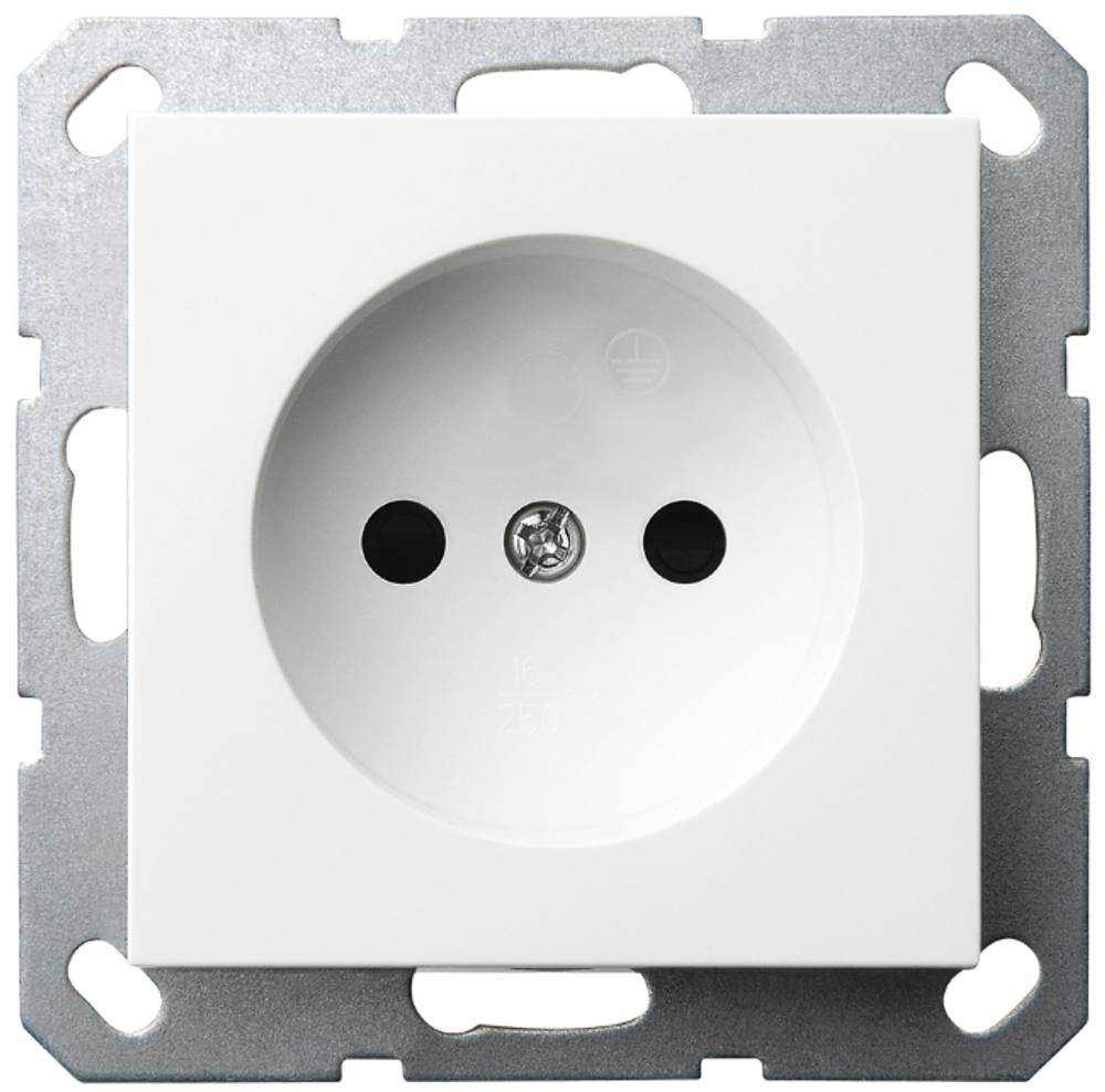 Розетка без заземления с защитными шторками 16A 250V~ 2P, цвет белый глянцевый
