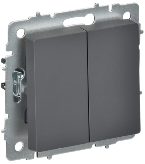 BRITE Выключатель 2-клавишный перекрестный 10А ВС10-2-3-БрГ графит IEK