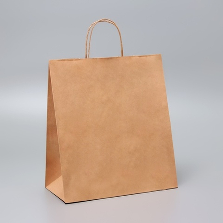 Пакет крафт без печати, крученая ручка, 28×15×32 см