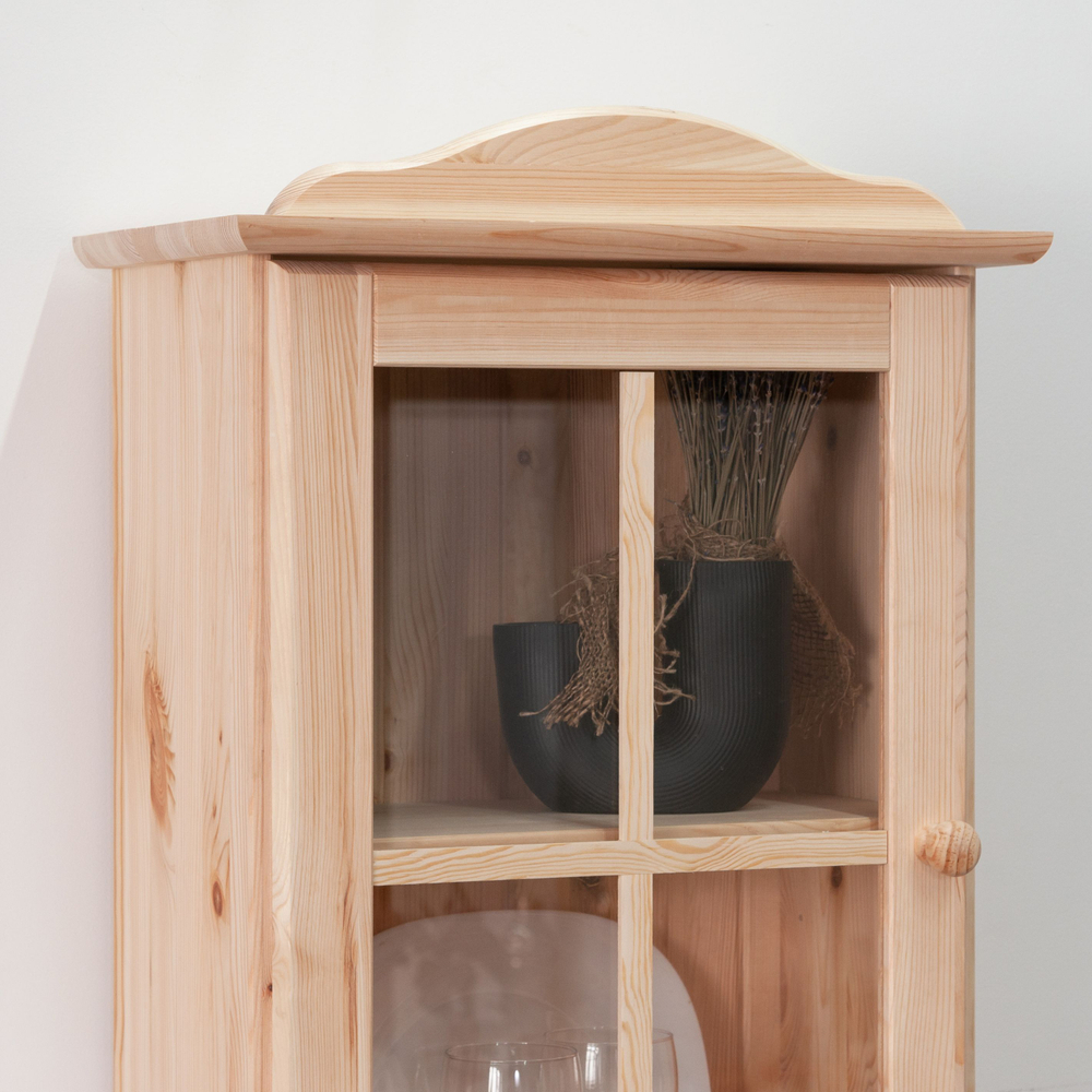 Шкаф Лена однодверный из сосны, с полкой (верхняя часть буфета Лена), в натуральной отделке