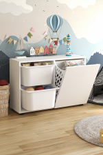 Стеллаж SILA с 2 выдвижными ящиками - белый