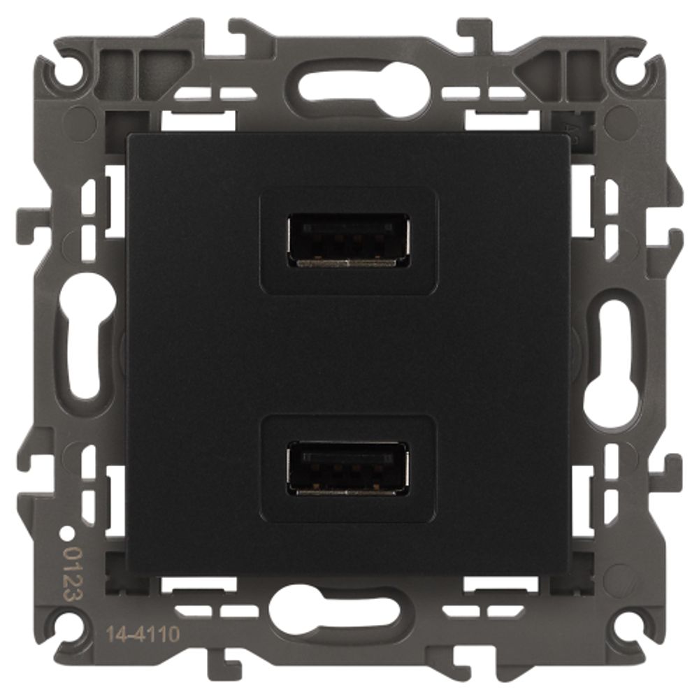 14-4110-05 ЭРА Устройство зарядное USB, 230В/5В-2100мА, IP20, Эра Elegance, антрацит