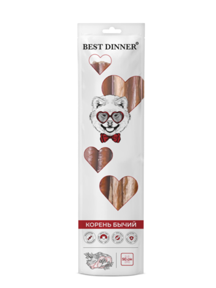 Лакомство сухое Best Dinner для собак Бычий корень 50 см 300 +/-10г.