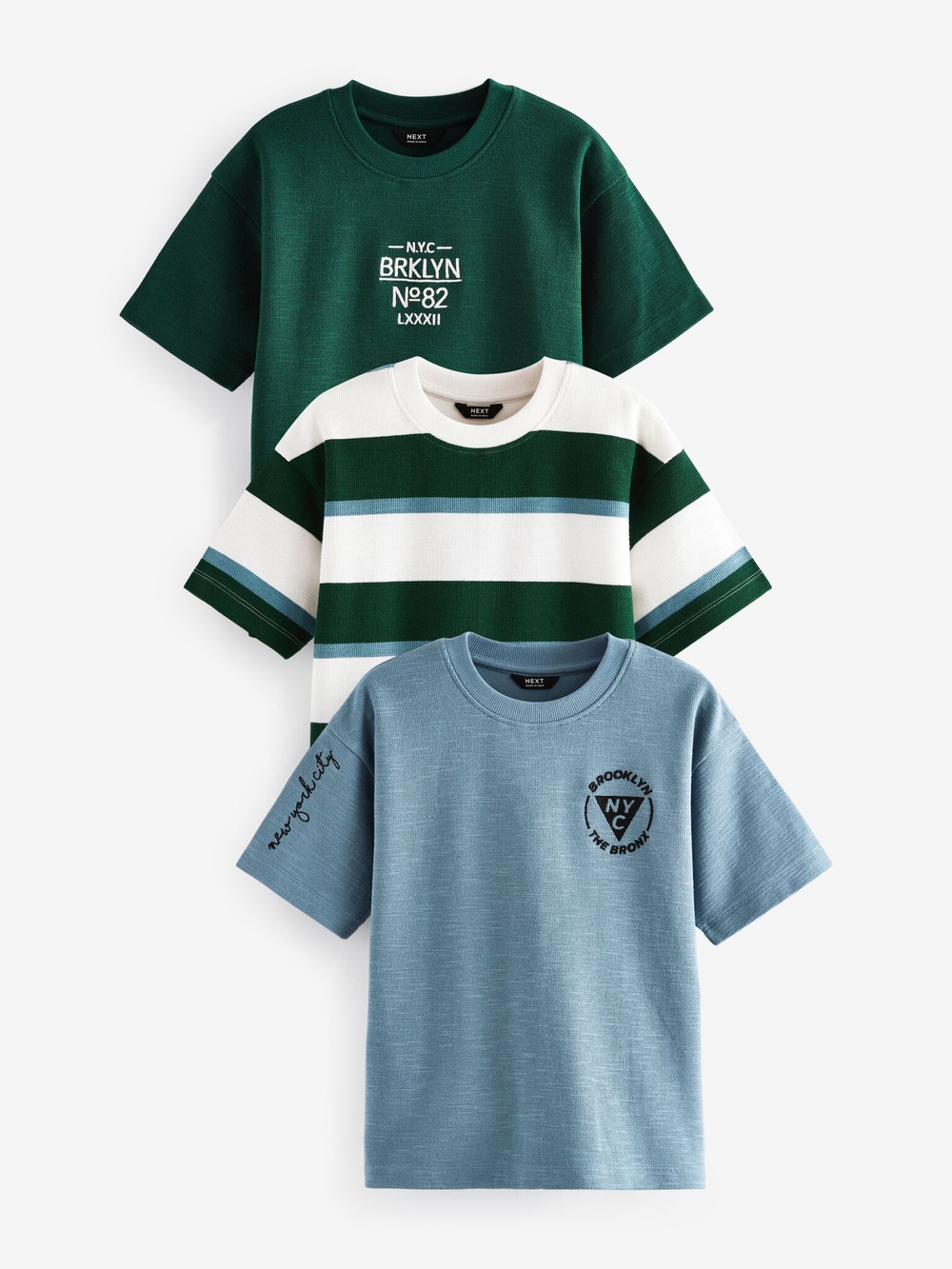 Футболка для мальчика Next N29-664, 3 шт., Зеленый, Голубой