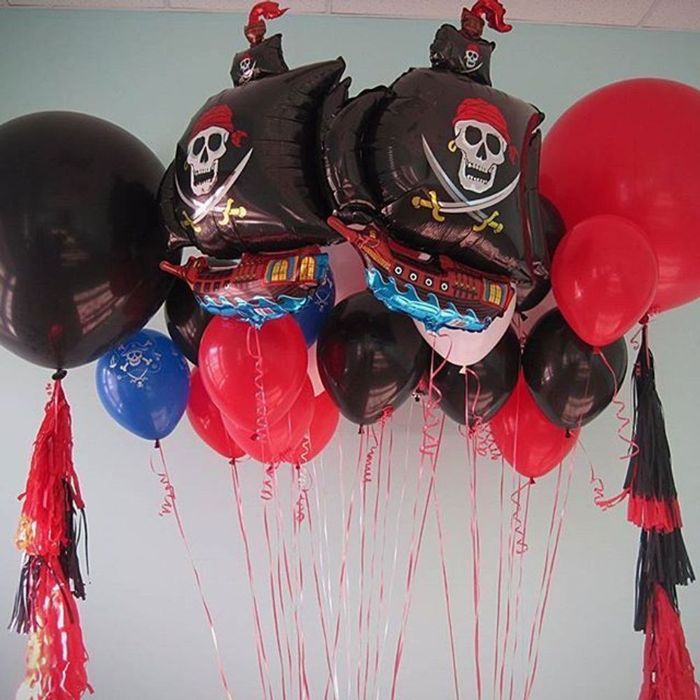 Шар (41"/104 см) Фигура, Пиратский корабль, Черный