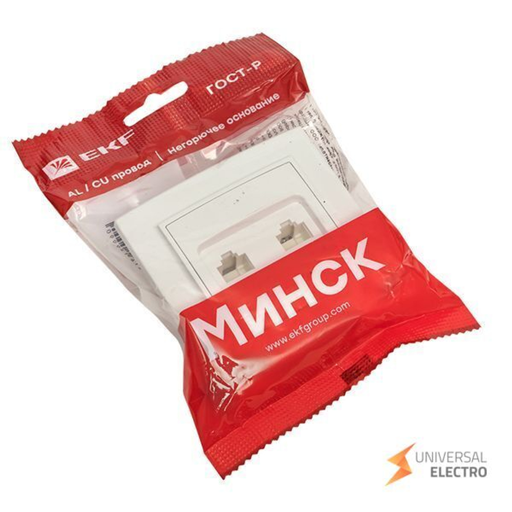 Минск Розетка RJ-45+Phone СП белая EKF Basic