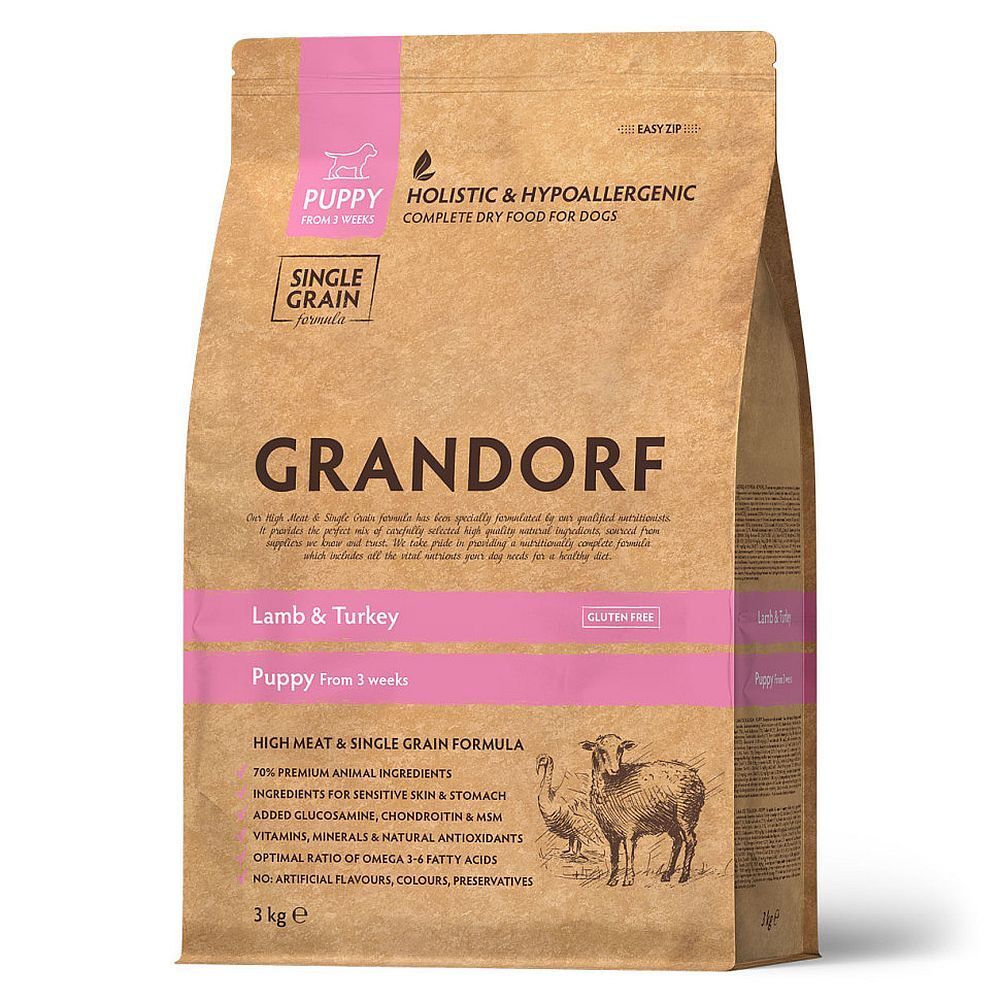 GRANDORF DOG Lamb&amp;Rice PUPPY (ягнёнок с рисом для щенков) 3 кг.