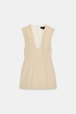 ZARA КОРОТКОЕ ПЛАТЬЕ В ПОЛОСКУ, ЭКРЮ/ЖЕЛТЫЙ