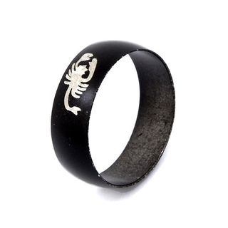 Кольцо стальное (144) "Скорпион" (черное)