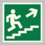 Знак E-15 «Направление к эвакуационному выходу (по лестнице вверх)»