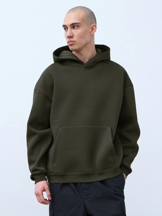 Худи оверсайз с начесом (хаки)