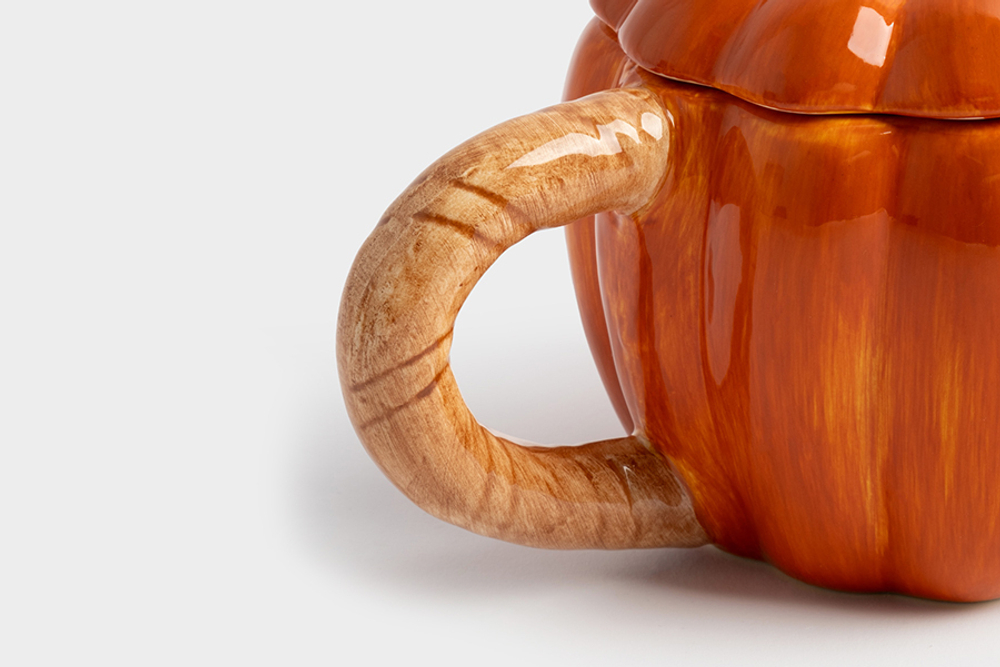 Кружка 450мл с крышкой Anna Lafarg Bright pumpkin Тыква оранжево-зеленая