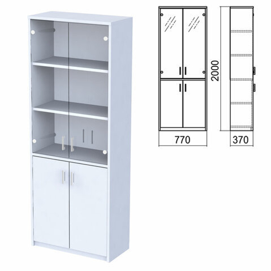 Шкаф закрытый со стеклом "Арго", 770х370х2000, серый (КОМПЛЕКТ)
