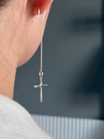 моно-серьга длинная cross