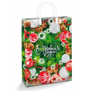 Сумка новогодняя Россия 30*40 см 150 мкм пласт ручка Еловое царство 1 шт 40 шт/кор