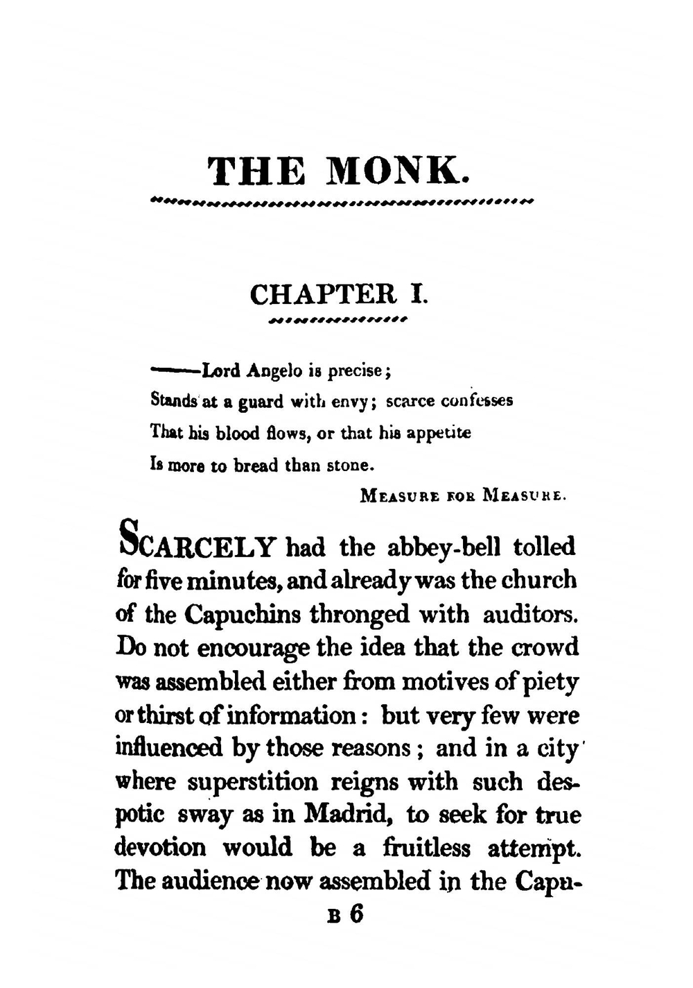 The Monk: A Romance. in Three Volumes. by M. G. Lewis. Volume 1 | Matthew Gregory Lewis