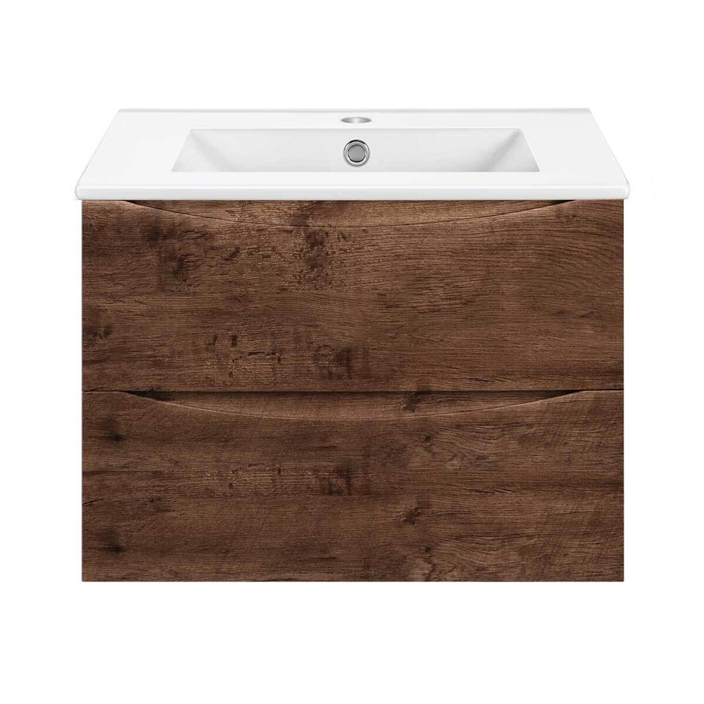 Тумба под раковину Vincea Mia Slim 700 подвесная, 2 выкатных ящика soft close, R.Wood