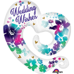 Шар Фольгированный Wedding wishes Сердце Цветы (Белый)