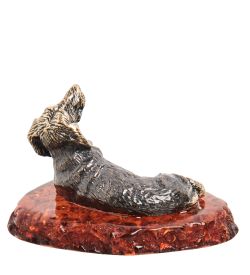 Народные промыслы AM-1316 Фигурка «Такса» (латунь, янтарь)