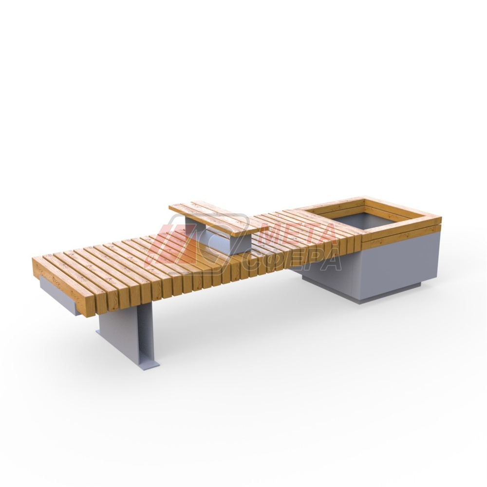 Лавка Rail Road 03 с вазоном и подлокотником