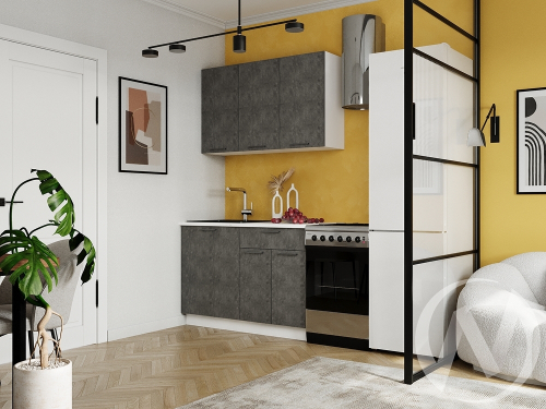 Кухня 1;2 м "Хейли" белый; бетон (корпус белый)