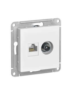 Розетка компьютерная + телевизионная 2-м AtlasDesign RJ45 кат.5E лотос SE ATN001389