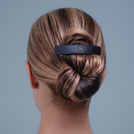 Balmain Hair Couture Заколка-автомат кожаная "Космический сапфир" Limited Edition Leather Barrette Cosmic Sapphire C4 25