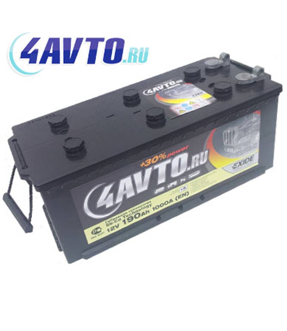 Аккумулятор 6СТ-190 А.ч., п.п., L+, 4AVTO.RU (болт)