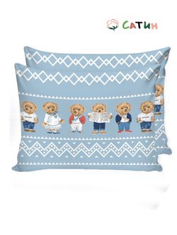 Постельное белье Milky Garden "Мишки" 2-спальный  Наволочка 50х70 см 2 шт  Простынь на резинке 160х200 см  Пододеяльник 175х215 см