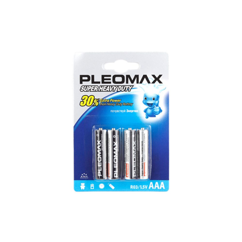 Батарейки Pleomax R03-4BL SUPER HEAVY DUTY Zinc | Батарейки Солевые